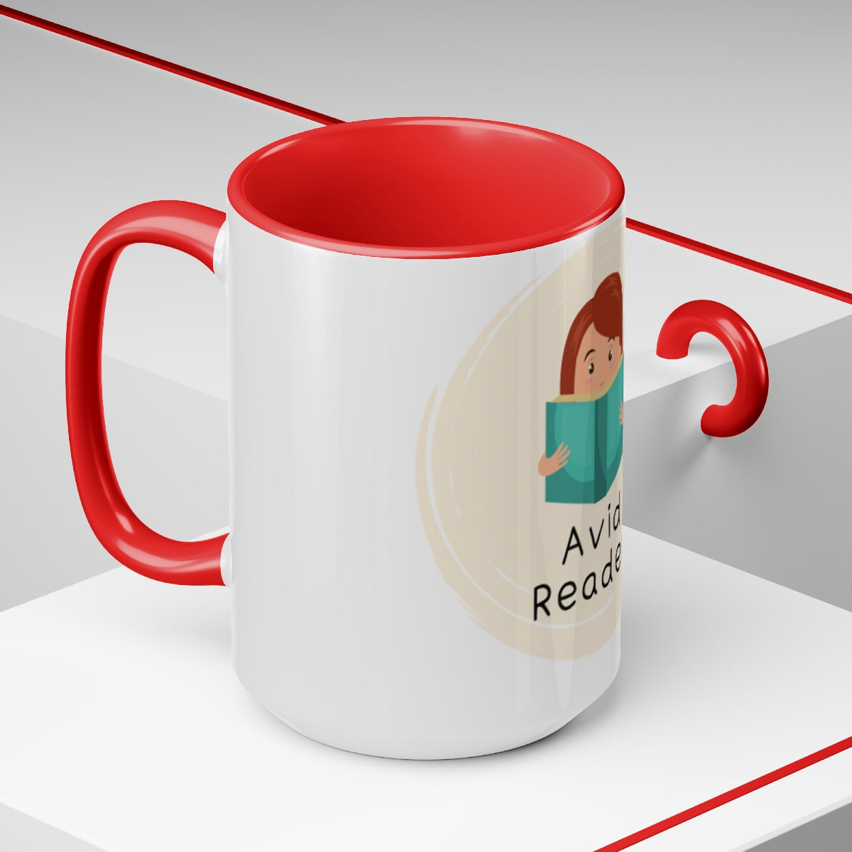 Avid Reader Two-Tone Coffee Mugs, 15oz