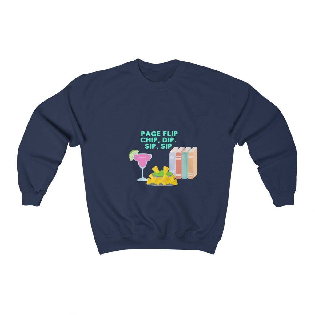 "Page Flip, Chip, Dip, Sip, Sip" Unisex Heavy Blend™ Crewneck Sweatshirt