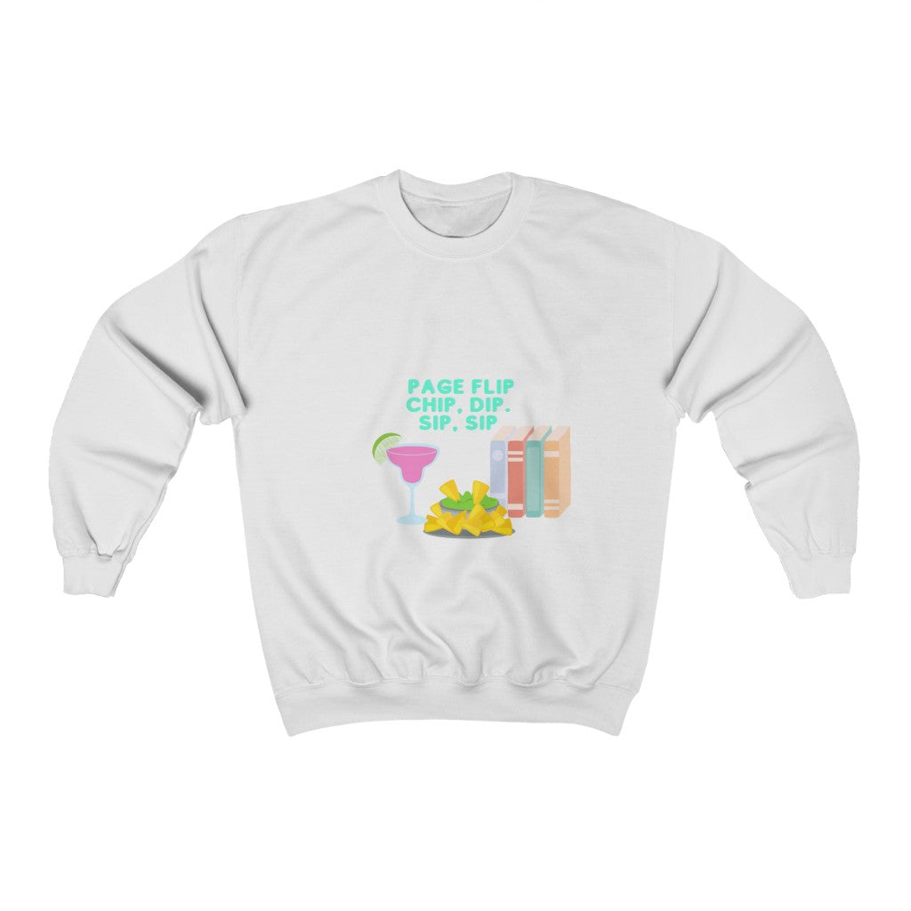 "Page Flip, Chip, Dip, Sip, Sip" Unisex Heavy Blend™ Crewneck Sweatshirt
