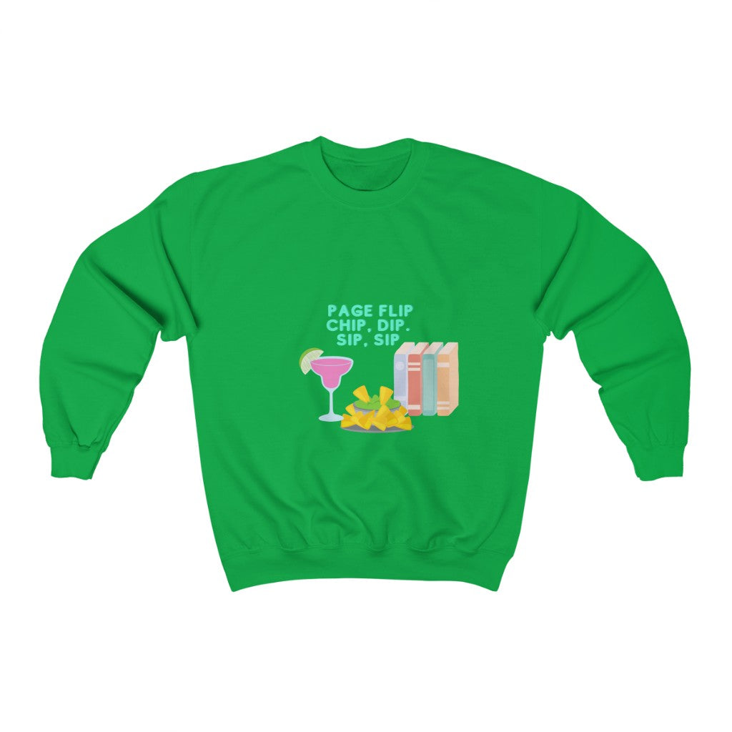 "Page Flip, Chip, Dip, Sip, Sip" Unisex Heavy Blend™ Crewneck Sweatshirt