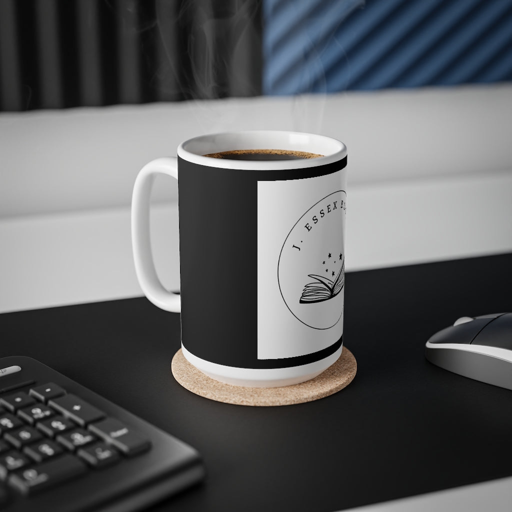 J. Essex Logo on Black Ceramic Coffee Cups, 11oz, 15oz