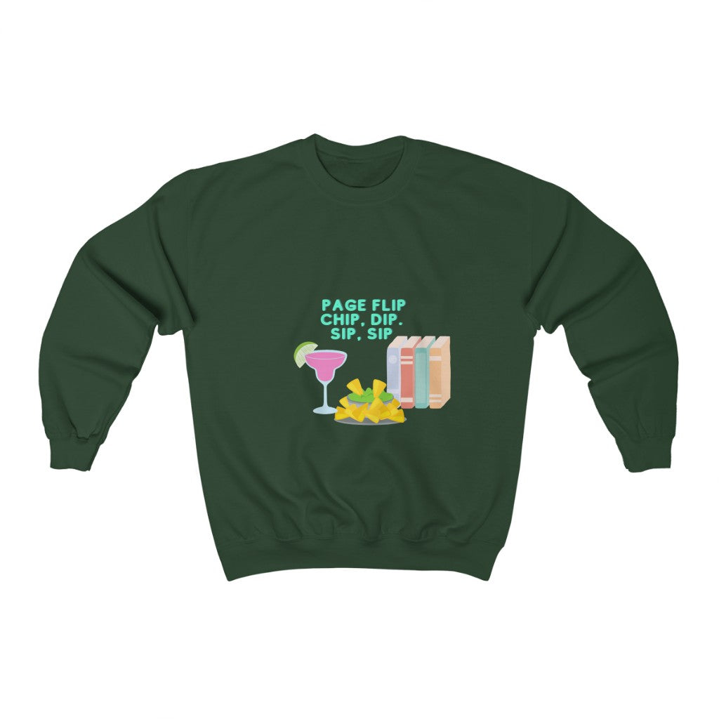 "Page Flip, Chip, Dip, Sip, Sip" Unisex Heavy Blend™ Crewneck Sweatshirt