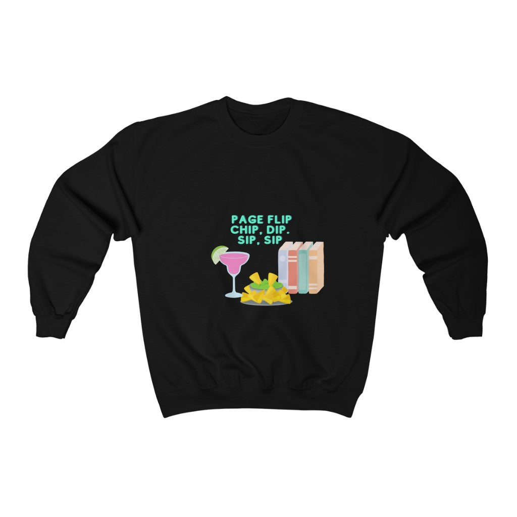"Page Flip, Chip, Dip, Sip, Sip" Unisex Heavy Blend™ Crewneck Sweatshirt