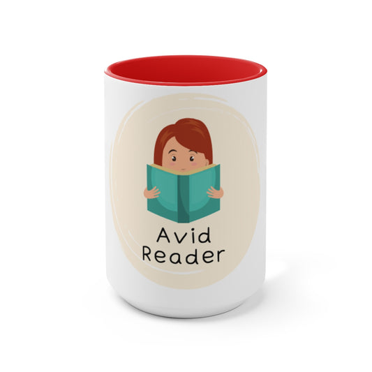 Avid Reader Two-Tone Coffee Mugs, 15oz