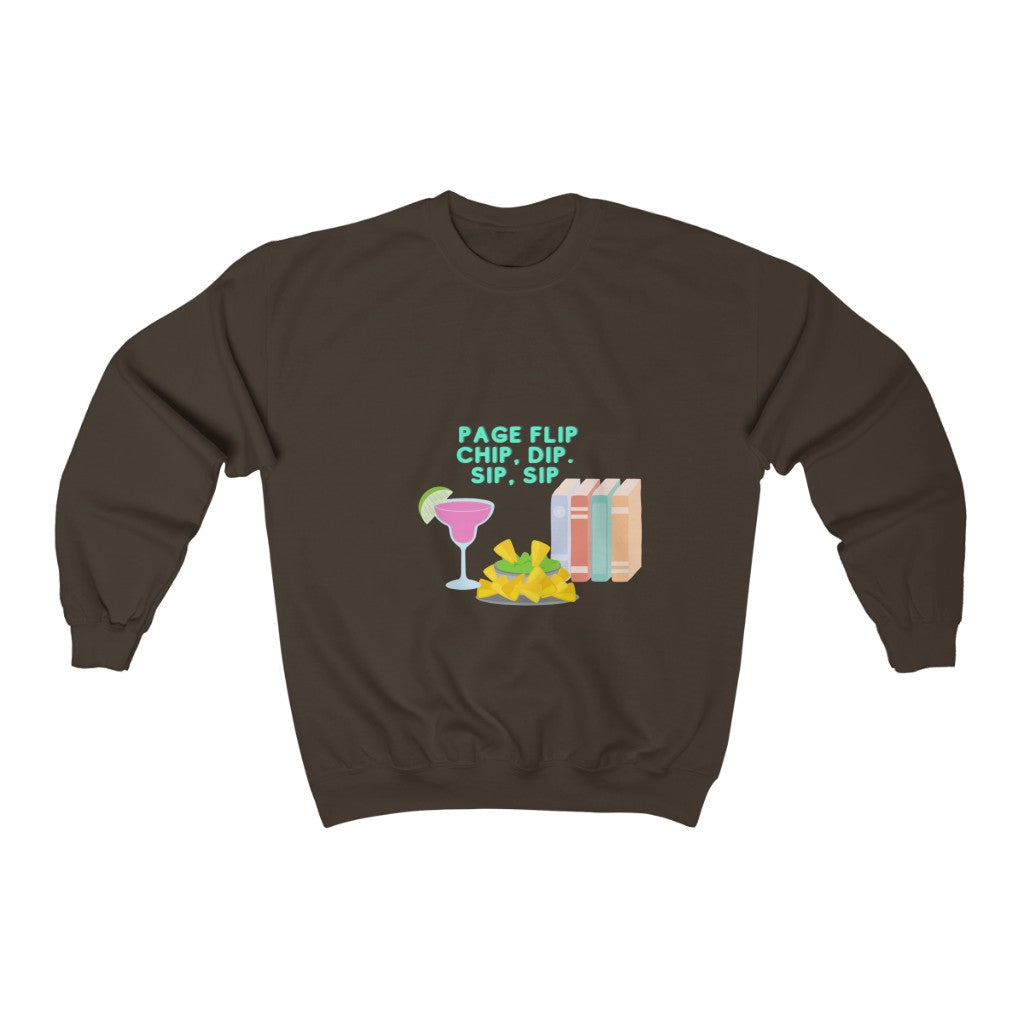 "Page Flip, Chip, Dip, Sip, Sip" Unisex Heavy Blend™ Crewneck Sweatshirt