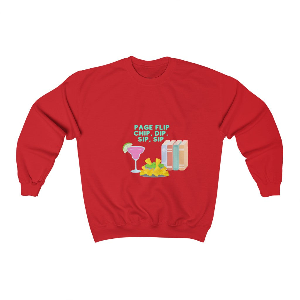 "Page Flip, Chip, Dip, Sip, Sip" Unisex Heavy Blend™ Crewneck Sweatshirt