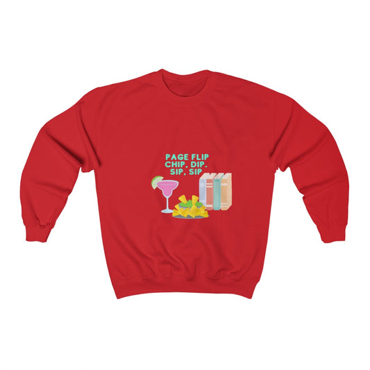 "Page Flip, Chip, Dip, Sip, Sip" Unisex Heavy Blend™ Crewneck Sweatshirt