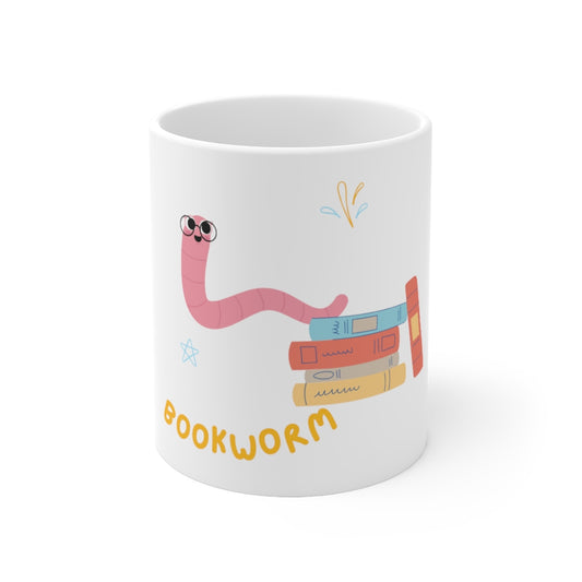 "Bookworm" Ceramic Coffee Cups, 11oz, 15oz